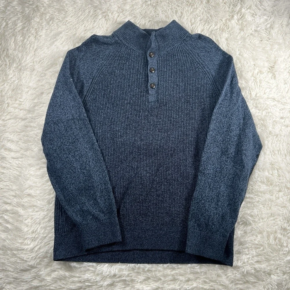 Gap Henley Sweater Mens XL Knit‎ Blue High Neck Long Sleeve Sweatshirt EUC